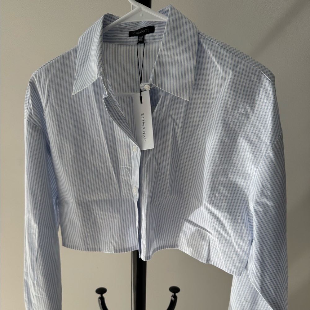 Dynamite Light Blue Striped Button Down Shirt